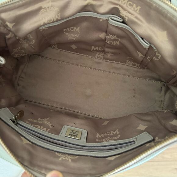 MCM Taupe Leather Satchel Purse, Gold Hardware, Medium Handbag, 12x6, Tote - Picture 10 of 10